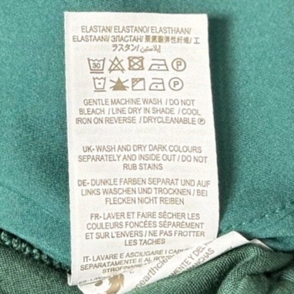 BODEN Ponte Pull On Crop Trousers, Green, Attached Belt Cotton Stretch, Size 8R - Picture 10 of 10